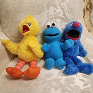 Sesame Street Plush lot Of 3 - Big Bird, Cookie Monster, Grover